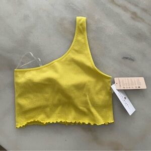 NWT Spiritual Gangster Yellow One-Shoulder Ribbed Top size M/L